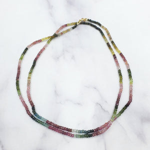 Mixed Tourmaline Long Beaded Necklace