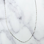 14k White Figaro & Paperclip Mixed Chain Necklace