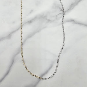 14k Half & Half Paperclip Chain Necklace