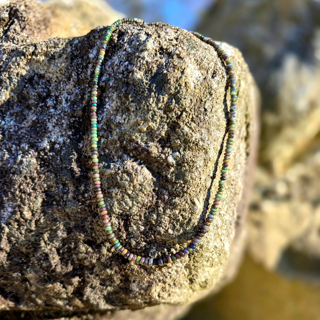 Graduated Black Opal Beaded Necklace