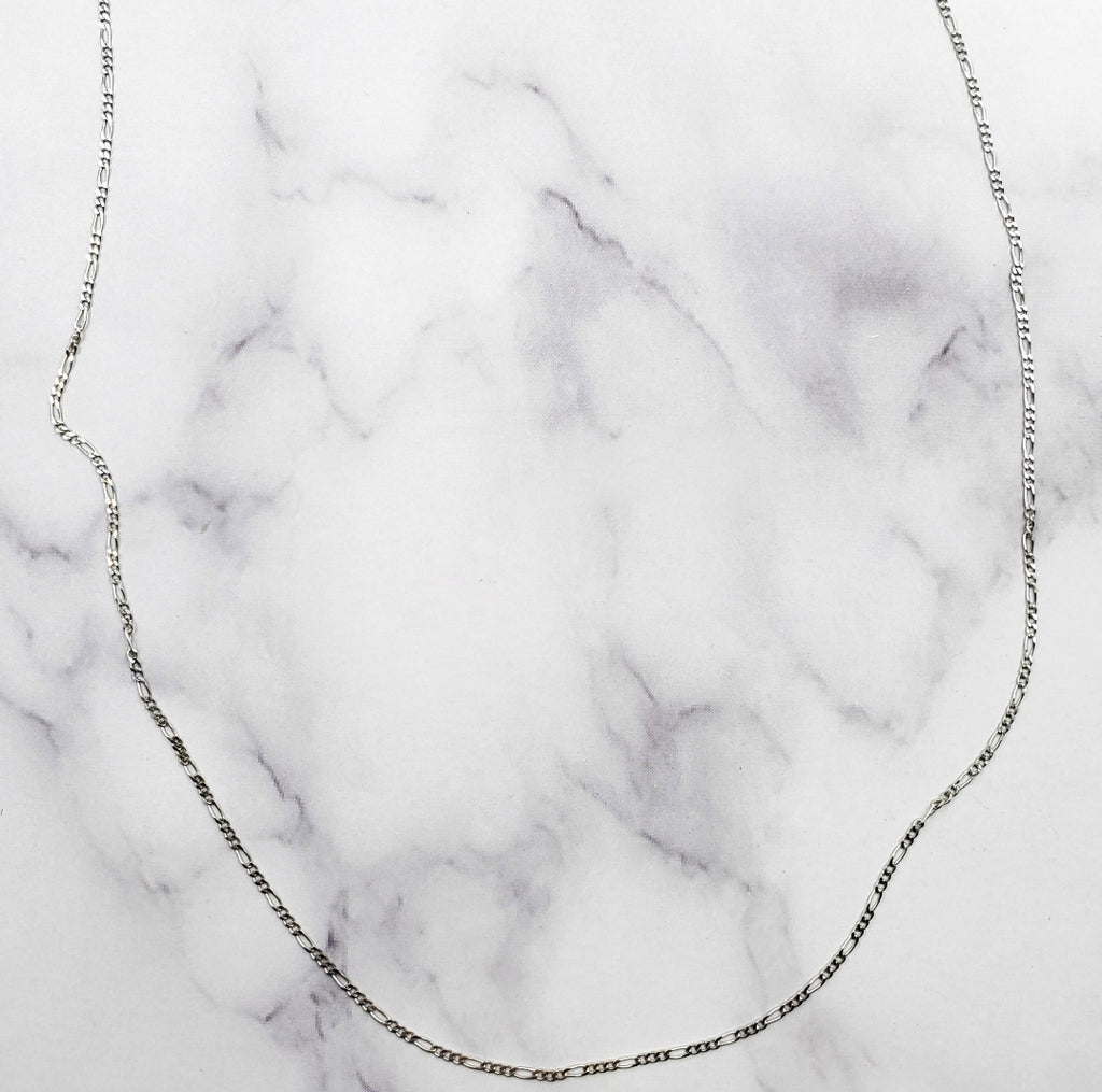14k White Gold Figaro Chain Necklace