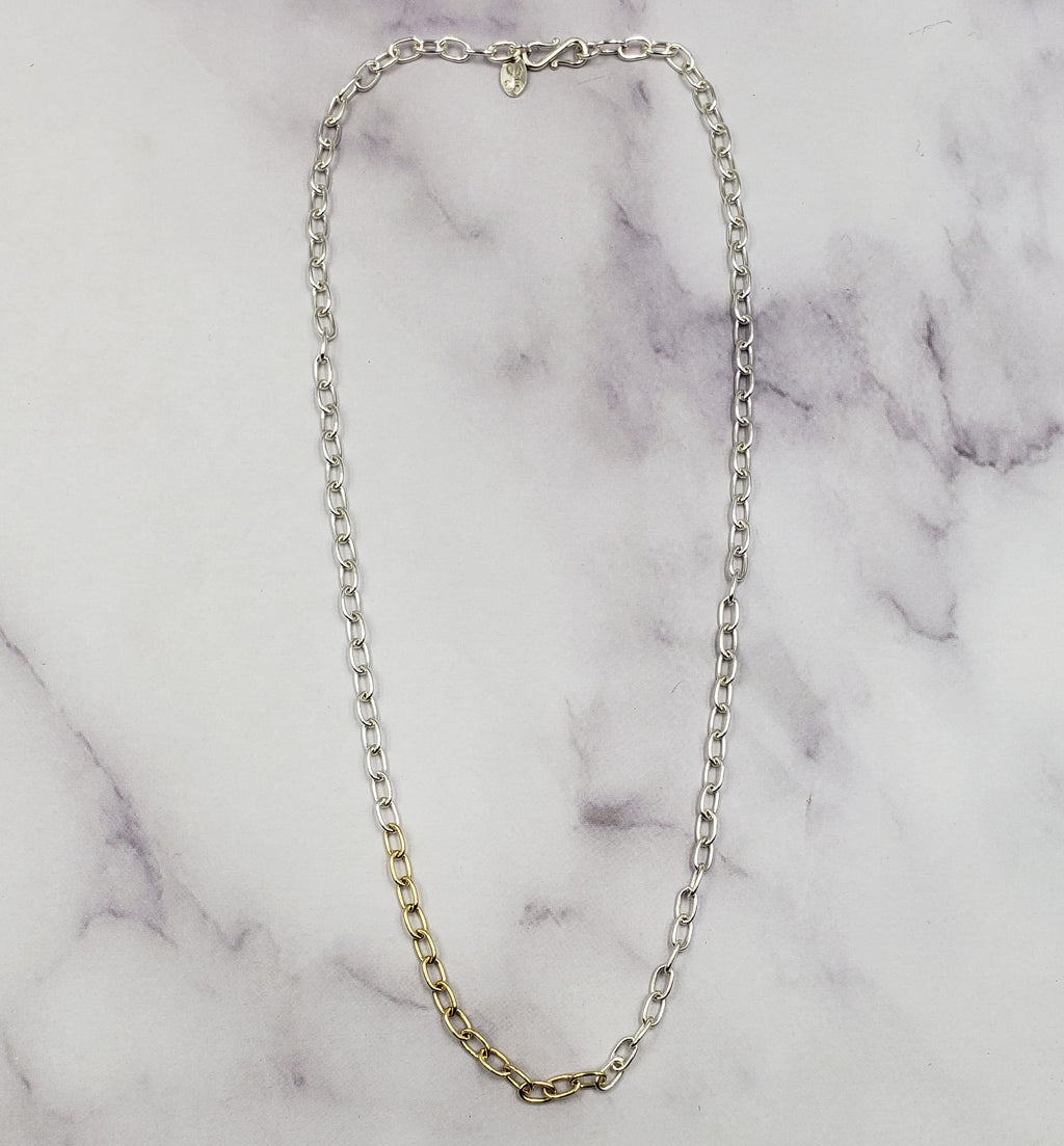 18" Mixed Metals Skinny Oval Chain