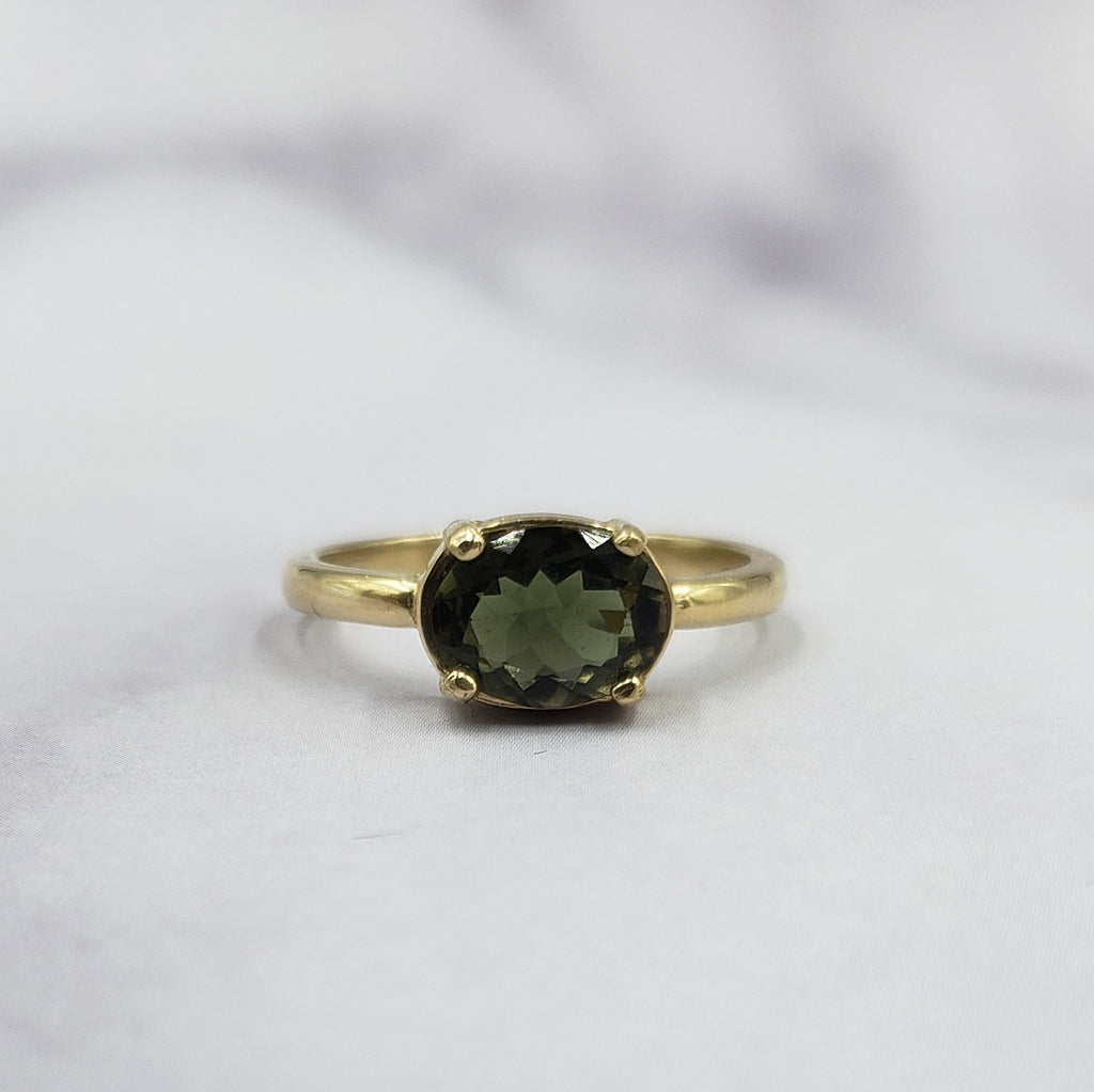 Oval Olive Tourmaline Ring