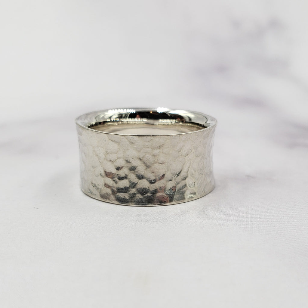 Sterling Hammered Concave Band