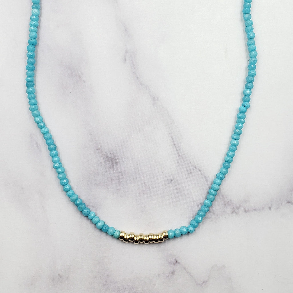 Aqua Chalcedony & Gold Filled Necklace