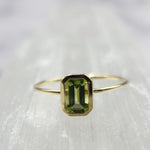 14k Emerald Cut Peridot Ring