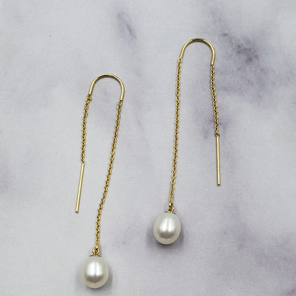 Gold Filled Pearl Threader Earrings