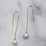 Gold Filled Pearl Threader Earrings