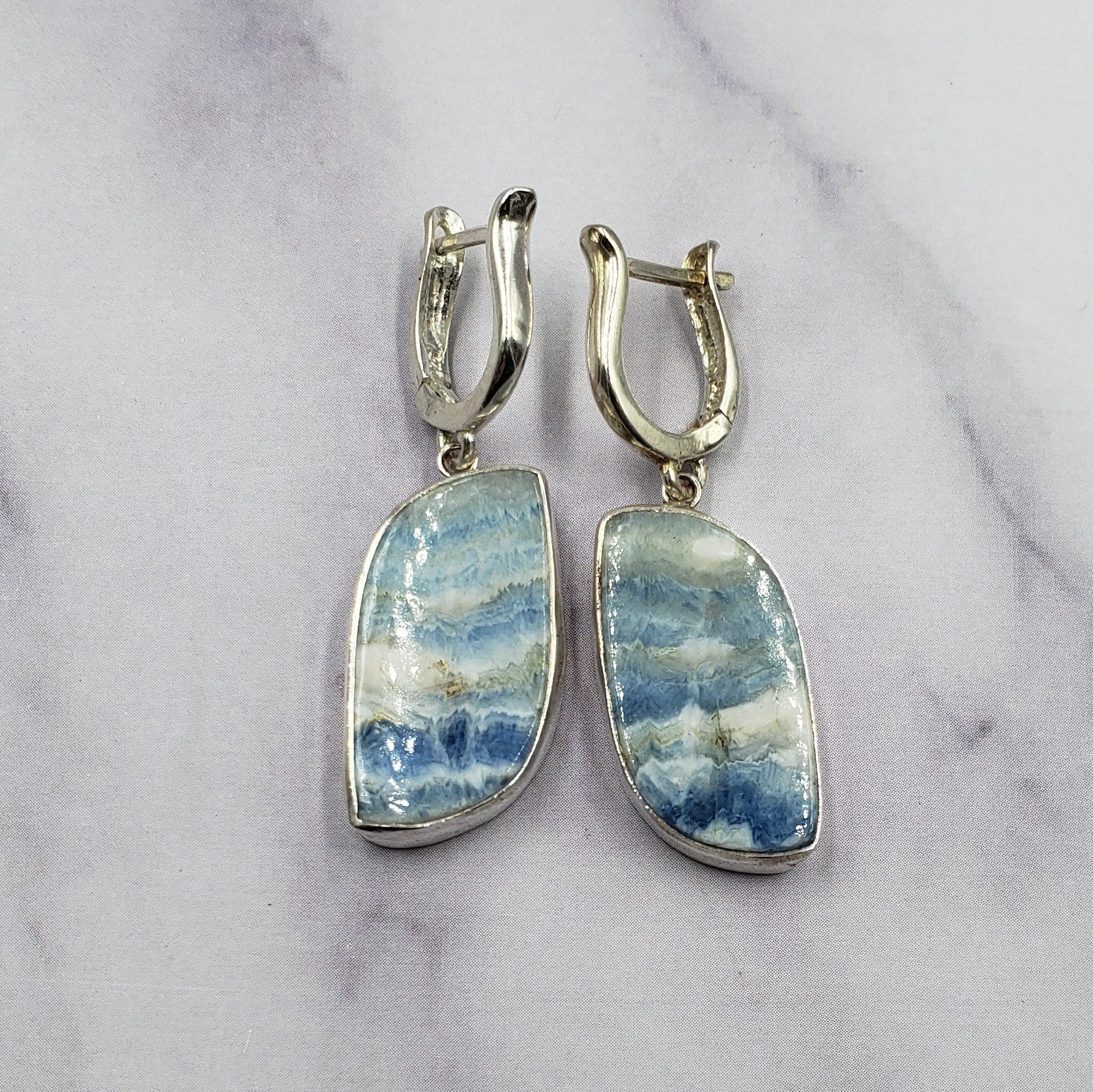 Blue Lace Agate Hoops