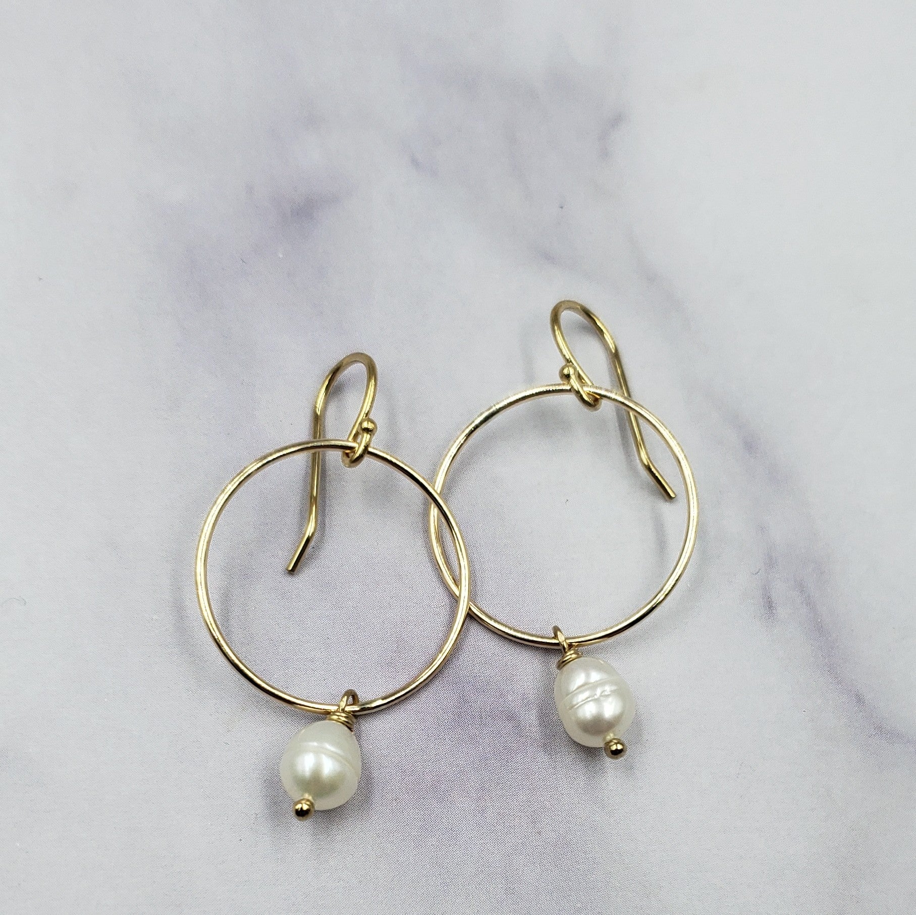 Gold Filled Pearl Drop Karma Earrings