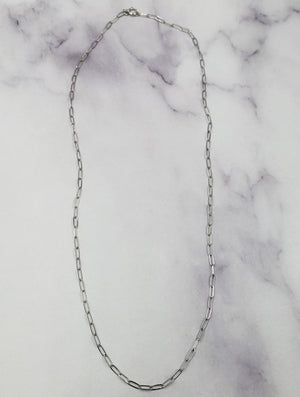 14k White Gold Paperclip Chain Necklace