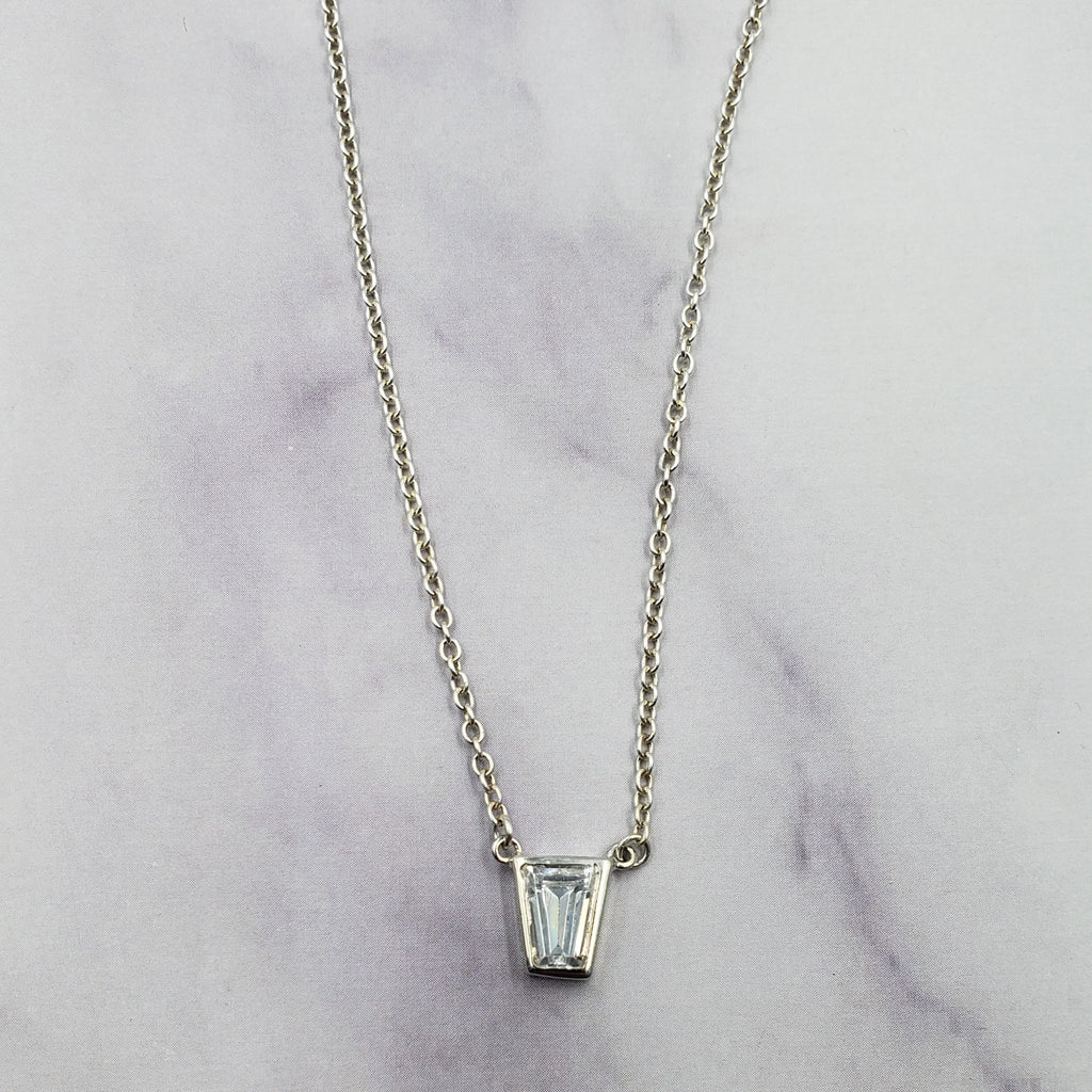 Sterling CZ Trapezoid Necklace