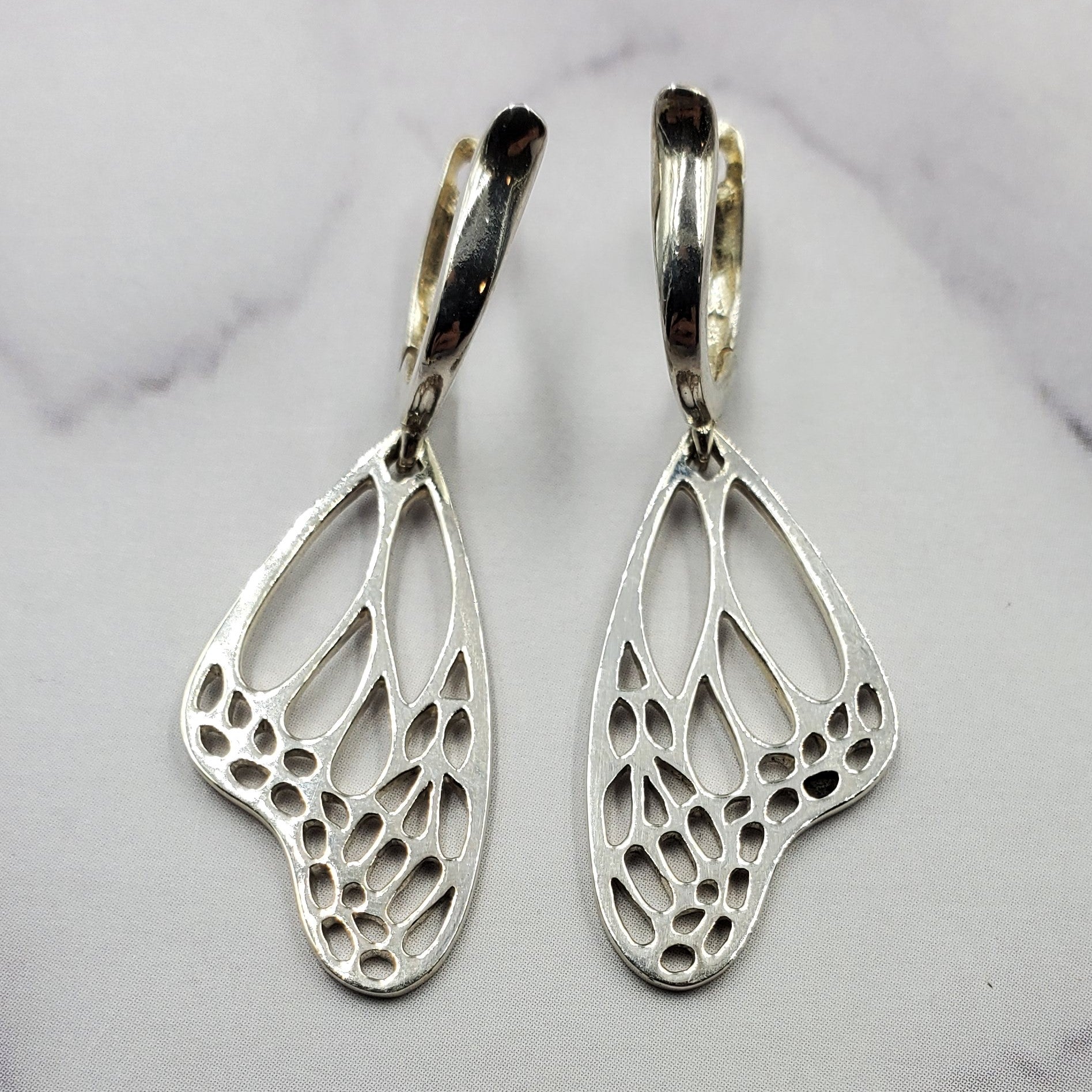 Sterling Monarch Wing Earrings