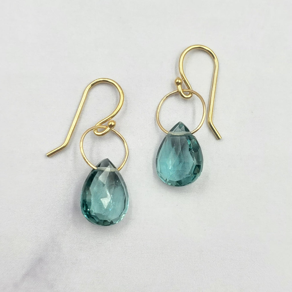 Gold Filled Aquamarine Drop Earrings