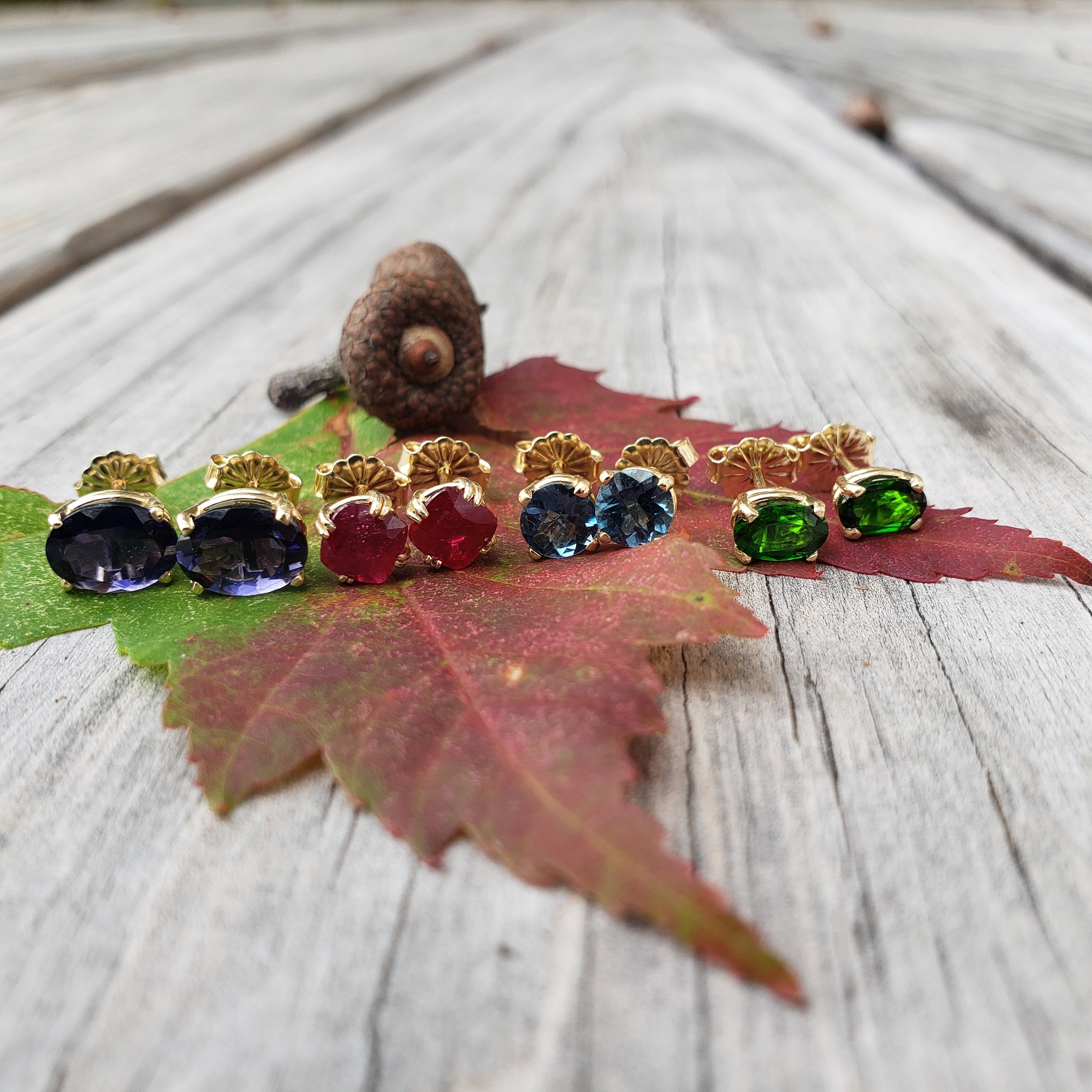 14k Chrome Diopside Studs